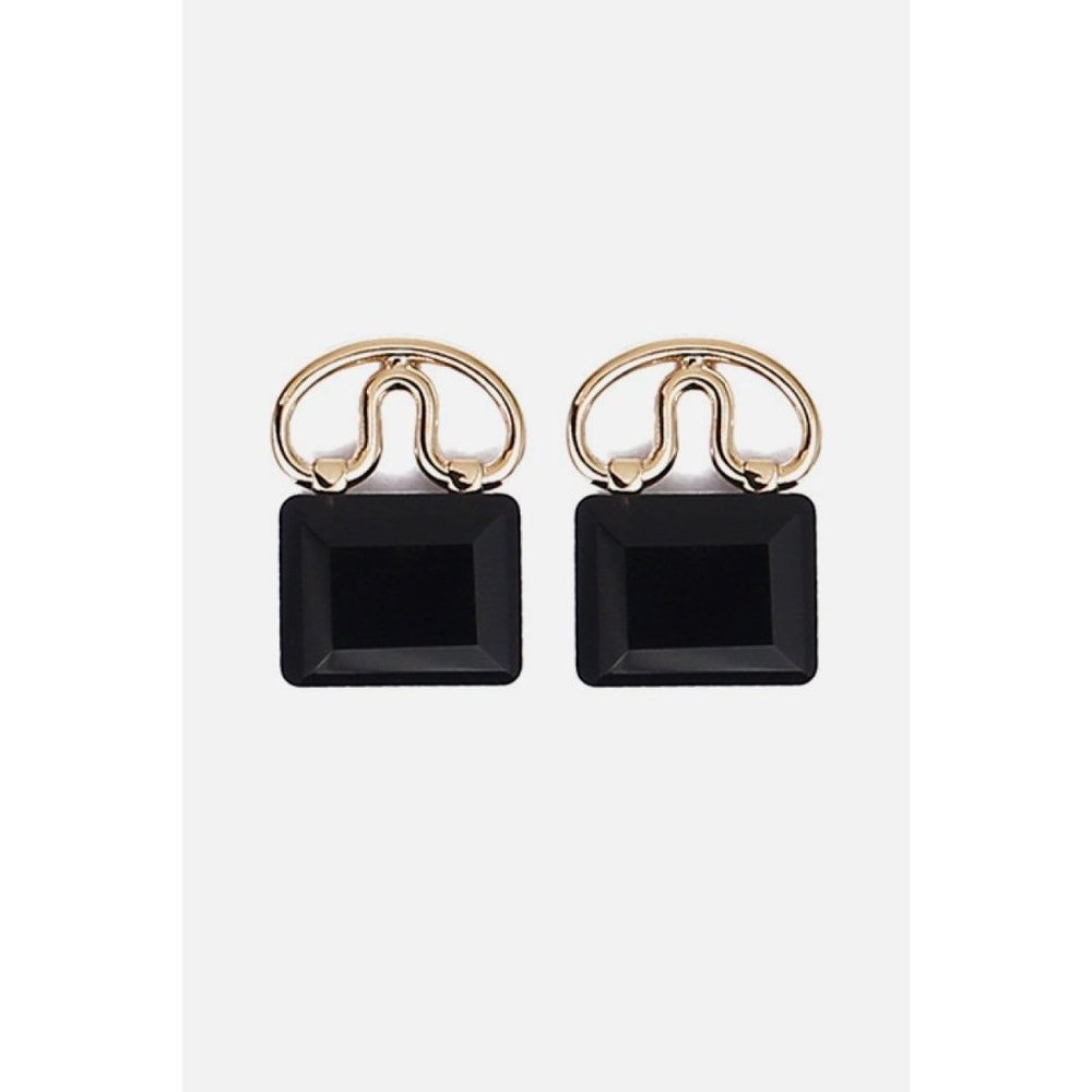 Black Glass Lock Earrings